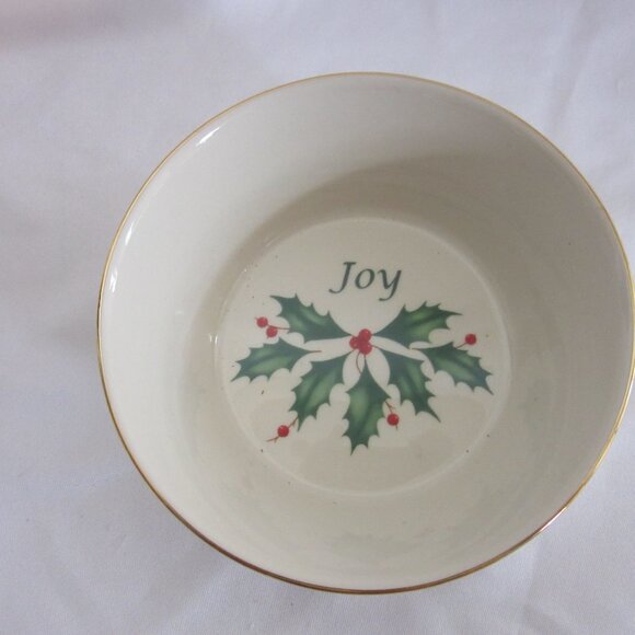 Lenox Holiday Set of 3 Candy Dishes Christmas Holly Berries Merry Believe Joy - Picture 4 of 9